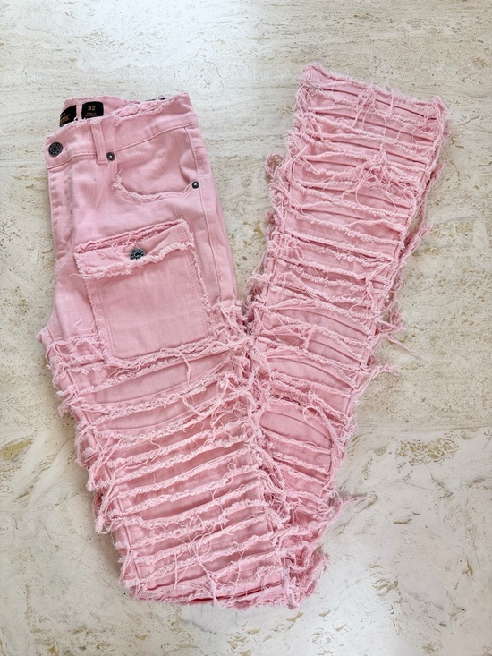 Majestik Other - MAJESTIK NIRVANA FRAYED SUPER STACKED PINK RED Men’s 32